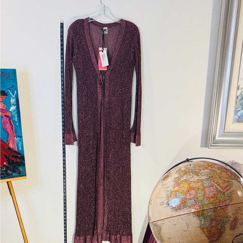 Rare Missoni Sparkling Burgundy Metallic Long Sleeve Dress|Duster Sz:42|10 Chic‎
